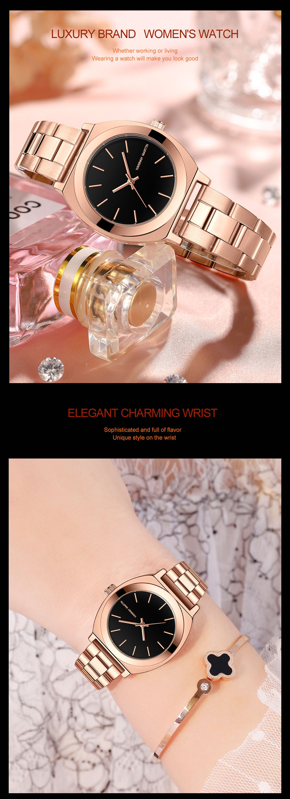 Movement Waterproof Watch With Steel Strap Women's Casual Butterfly Clasp Quartz Watch_voghion.com