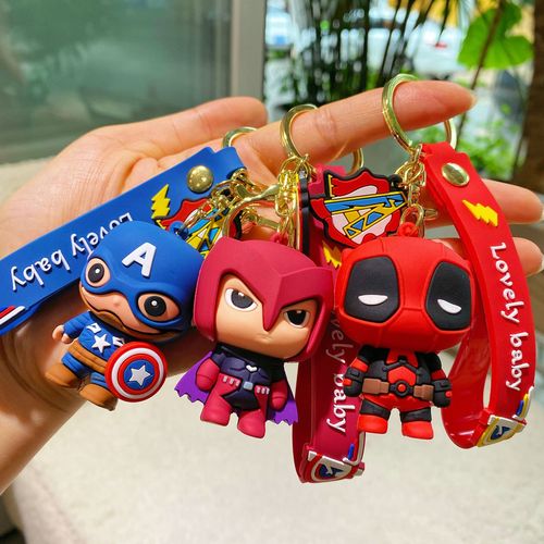 Cartoon Q-version Marvel series keychain creative male Spider-Man Venom figure toy car bag small gift