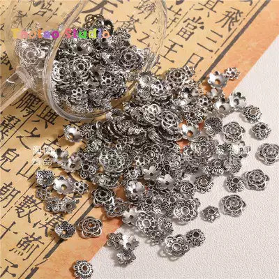 Jewelry Accessories Tube Bead Elbow Flower | Zərgərlik ara hissələri - ancient-silver-flower-holder-randomly-mixed-with-5g-standard