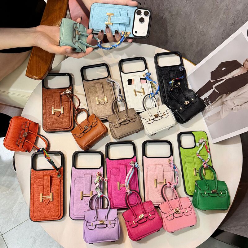 Lychee pattern card slot case suitable for iPhone 17 Pro Max, iPhone 16 mini earphone case, niche and high-end