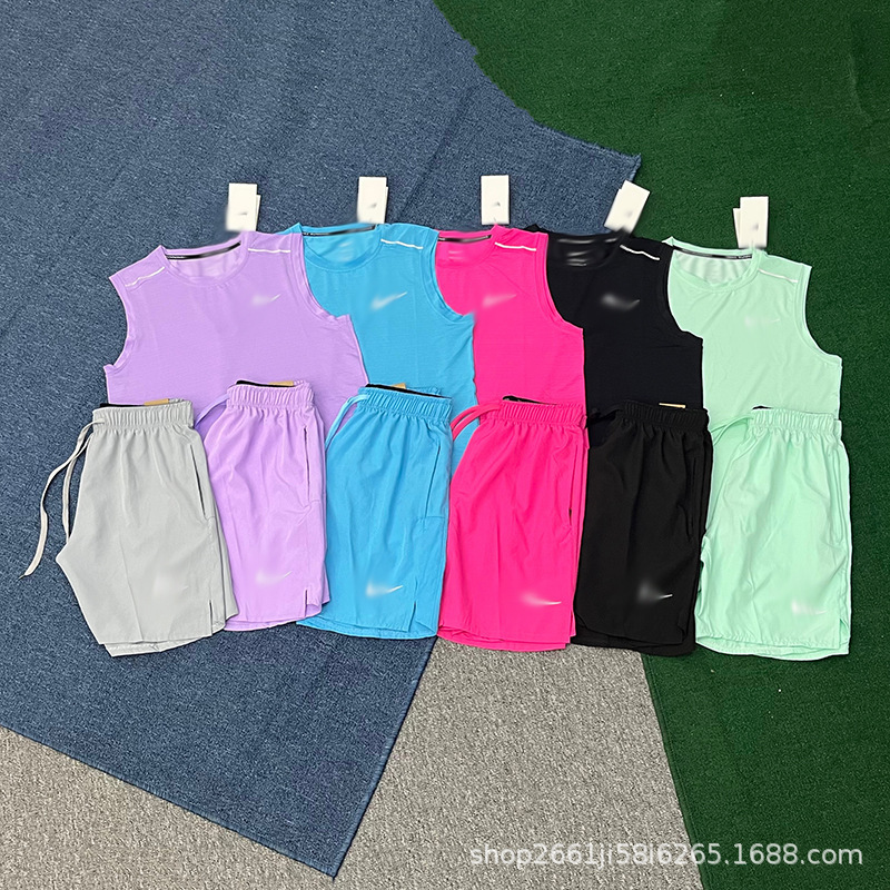 Wholesale New Style Sleeveless Sports Fitness Running Set, Quick-Drying, Breathable, Loose-Fitting Casual Vest and Shorts, Same Style for Men and Women Wholesale New Style Sleeveless Sports Fitness Running Set, Quick-Drying, Breathable, Loose-Fitting Casual Vest and Shorts, Same Style for Men and Women