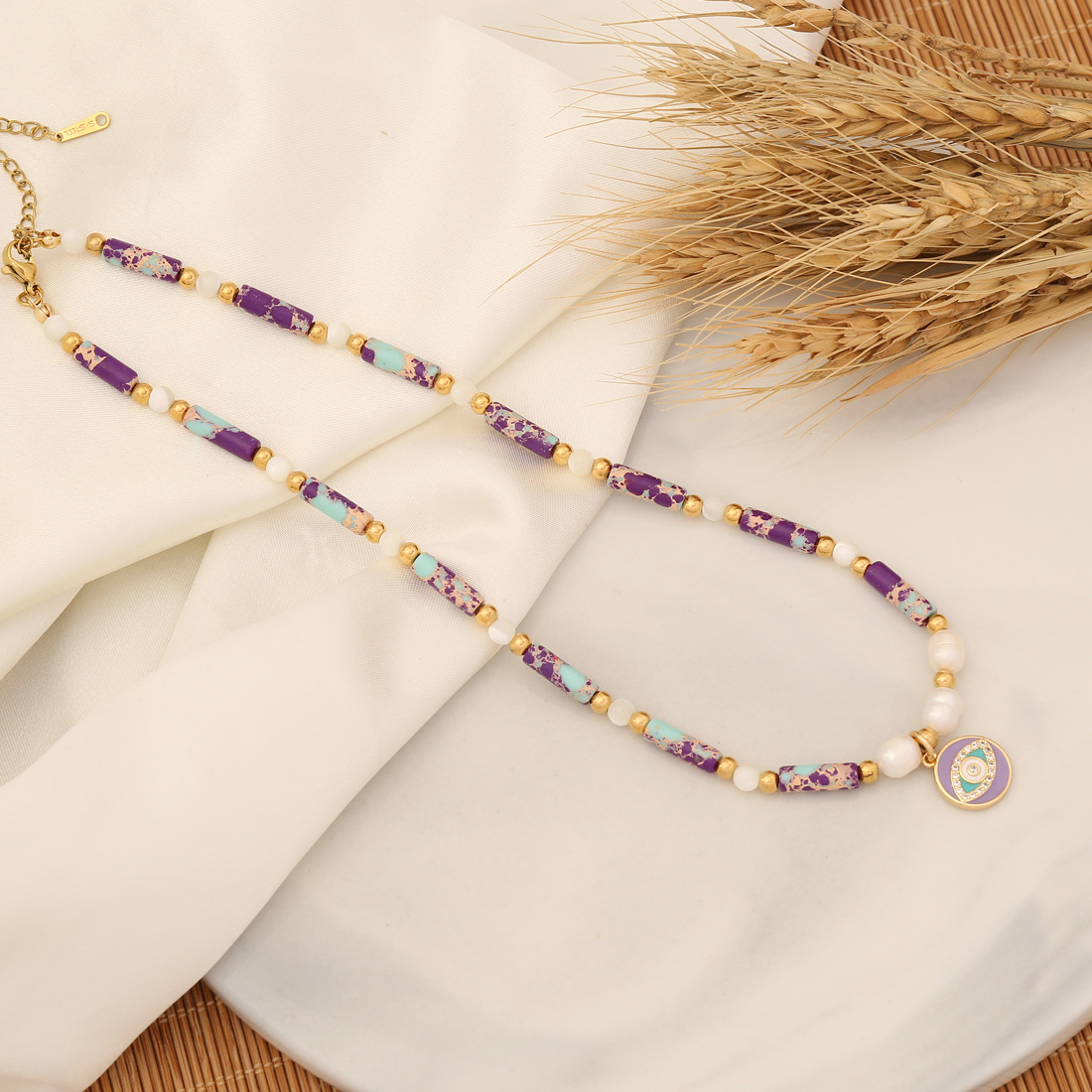 Nuovo2024 Design Moda Versatile Pietra Naturale Personalizzato Donna Occhio Ciondolo Bohemien Multistrato Collana N1100_voghion.com