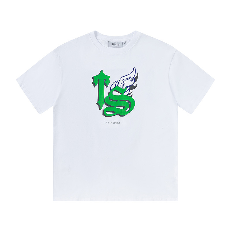 Venta al por mayor trampa gradiente letra cabeza de tigre manga corta europea y americana alta calle moda marca trampa estrella impresa camiseta suelta estrella