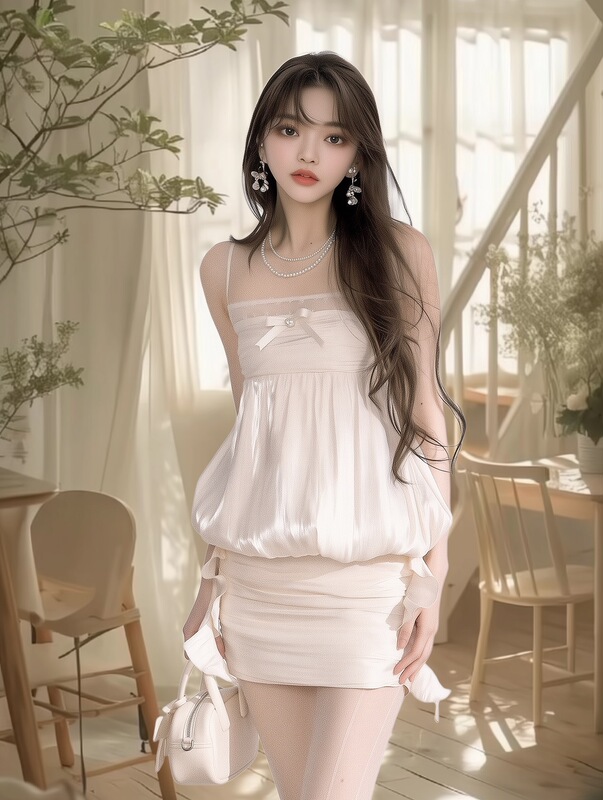 光感奶油卷 夏日绝美套装裙两件套女夏季花苞上衣包臀裙|undefined