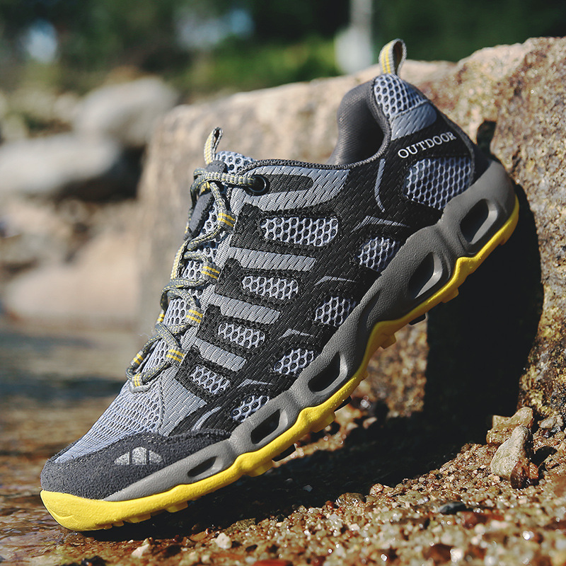 Cross-border men's and women's water tracing shoes, low-top mesh outdoor casual shoes, wading shoes, export plus size breathable couple hiking shoes