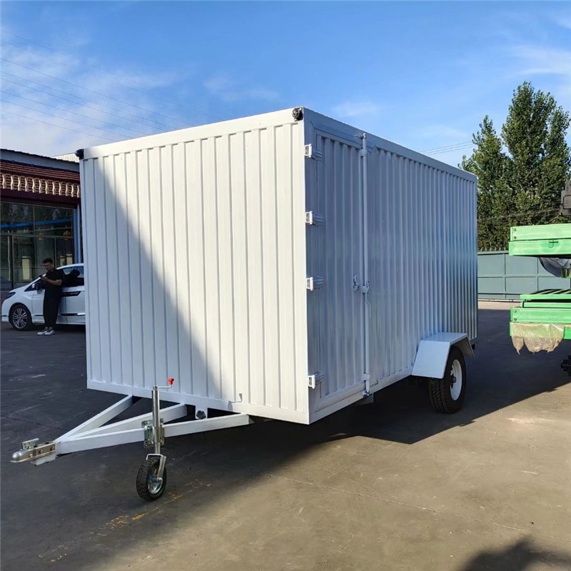 1吨单轴箱式拖车 4330*2380*2000 厂区周转货物防雨防尘平板拖车