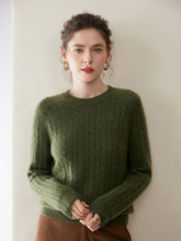 2025专柜加厚麻花羊绒衫女山羊绒感宽松软糯打底衫毛衣