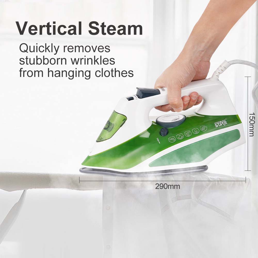 WINNINGSTAR Plancha a vapor en seco transfronterizo Pulverización/explosión de vapor vertical autolimpiante placa inferior de cerámica plancha eléctrica