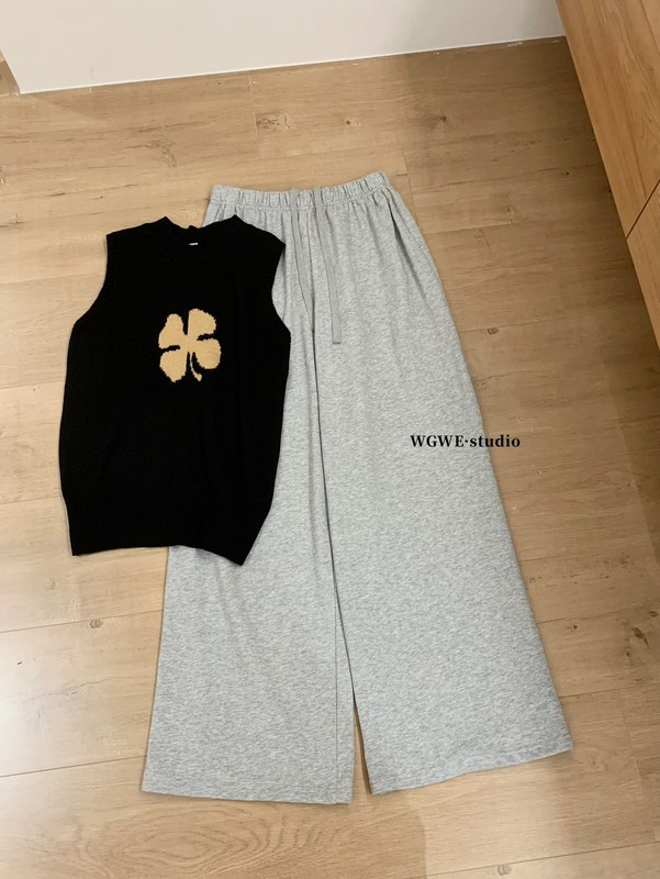 WGWE7116广州十三行女装2025秋装新款中低腰抽绳阔腿裤卫衣休闲裤|undefined