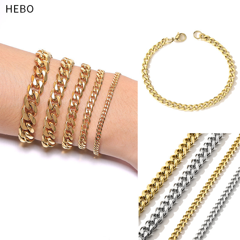 Stainless Steel Fine Throwing Fold Wear Bracelet Fashion Cuban Chain Bracelet 4MM 6MM 8MM Titanium Steel Gold Plated Bracelet Stainless Steel Fine Throwing Fold Wear Bracelet Fashion Cuban Chain Bracelet 4MM 6MM 8MM Titanium Steel Gold Plated Bracelet