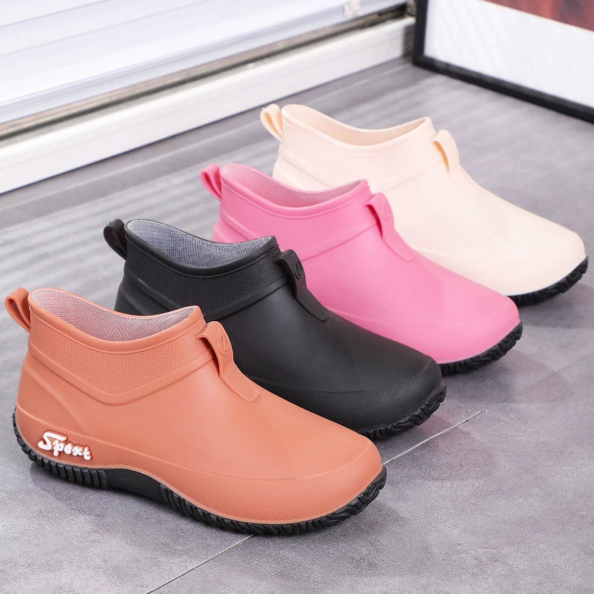 Трансграничная повседневная повседневная дождевая обувь круглый год водонепроницаемая обувь на открытом воздухе износостойкая дождевая обувь женская короткая водная обувь