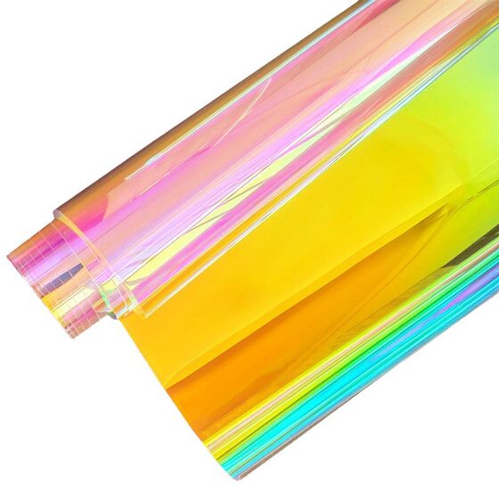 New colorful film magic color laser paper glue drop handmade colorful cellophane film color stickers iridescent Iris wholesale