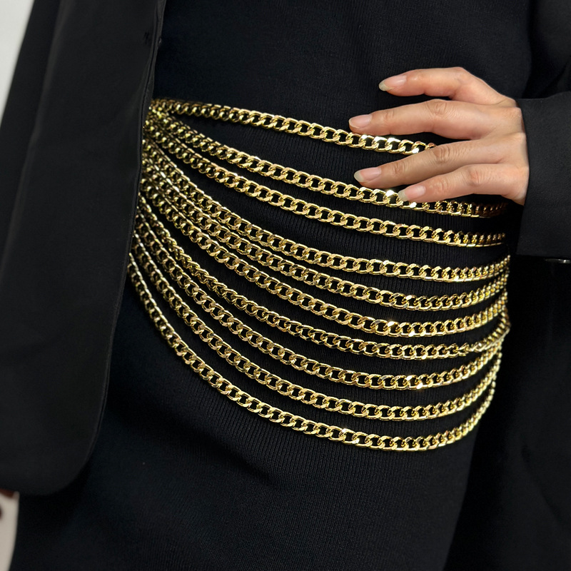 Sweet Solid Color Alloy Chain Women's Waist Chain 1 Piece display picture 3