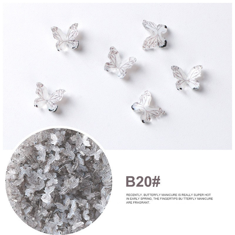 Acrílico mariposa resina tridimensional accesorios de uñas accesorios de flores plástico transparente uñas hechas a mano material DIY image 30