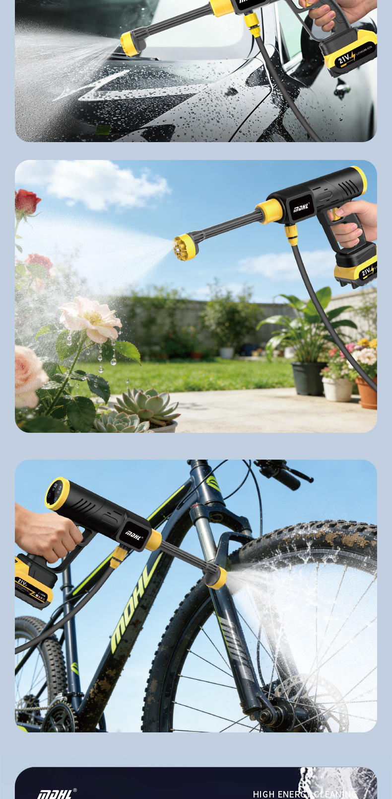 Wireless High-Pressure Car Wash Water Gun, Household Car Wash Machine, Rechargeable Water Spray Gun, Portable High-Power Lithium Battery Car Wash Gun