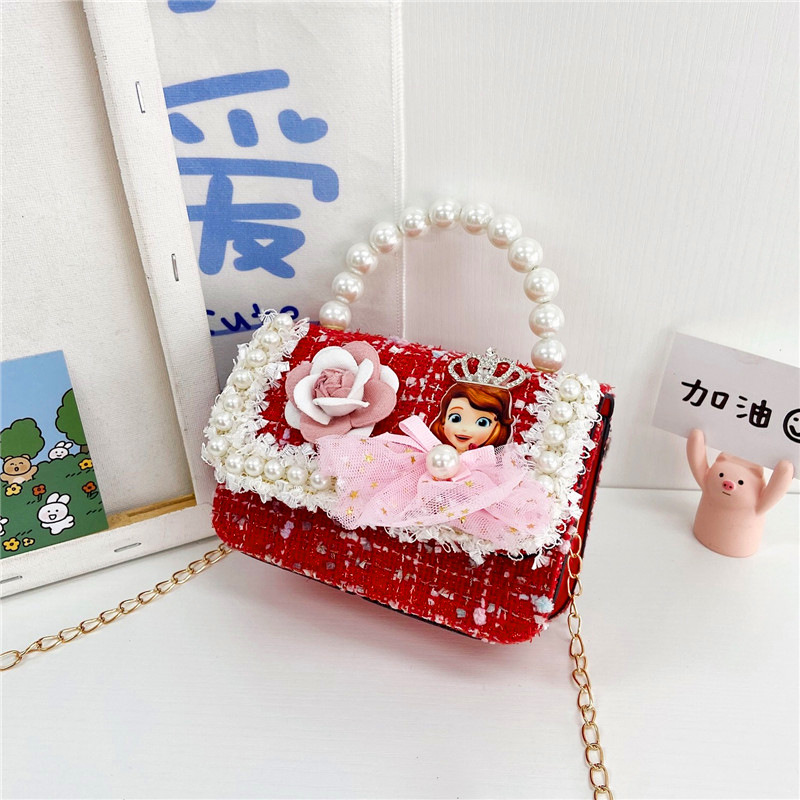 Bolso para niños 2021 nueva niña linda bolsa de mensajero moda princesa perla bolso cadena bolsa de hombro