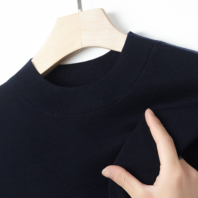 Middle-aged Thin Ultra-fine Merino Wool Men's Knitted T-shirt 2025 Spring and Autumn Business Crewneck Long-sleeved Fashionable Hair Middle-aged Thin Ultra-fine Merino Wool Men's Knitted T-shirt 2025 Spring and Autumn Business Crewneck Long-sleeved Fashionable Hair