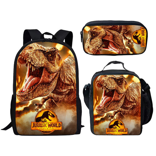 Jurassic World Dinosaur Backpack Student Print School Bag Cartoon