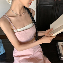 趋梦DT ETOLIE微皱肌理感露背吊带背心女夏外穿无袖修身短款上衣