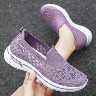 Women's Shoes 2025 Summer Breathable Hollow Mesh Shoes Women's Old Beijing Cloth Shoes Middle-Aged and Elderly Walking Shoes Women's Casual Shoes