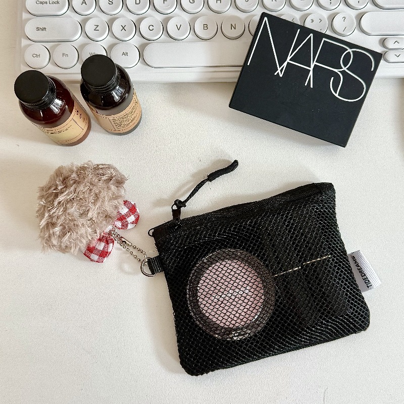 简约网格收纳包双层拉链化妆包便携旅行洗漱包化妆手拿包跨境批发