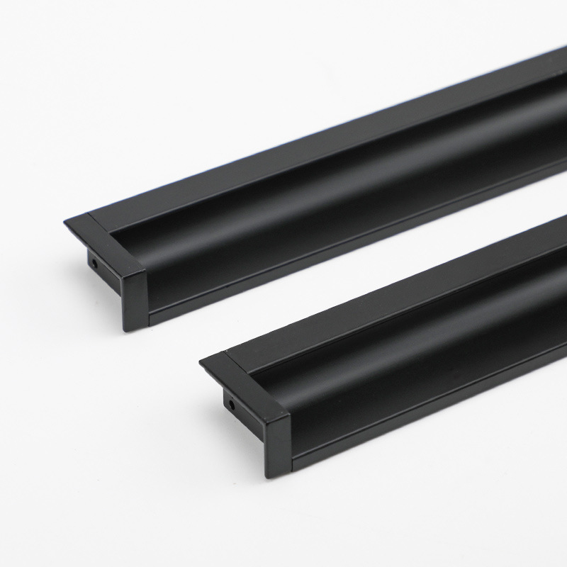 Black minimalist stylish modern hidden handle embedded wardrobe sliding door concealed handle invisible door handle cabinet drawer