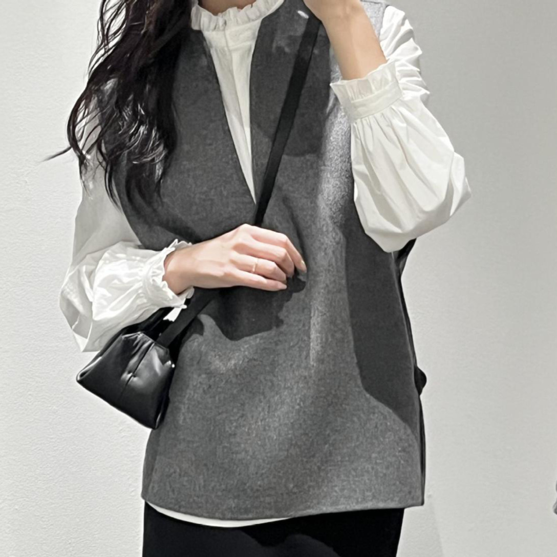 C Brand Casual Open-Front Merino Wool Blend Vest Double-Sided Denim Jacket Layering Top 125434300