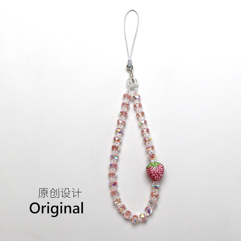 Original Crystal Strawberry Mobile Phone Chain Beaded Scenic Spot Gift Lanyard Hand-made Handmade Pendant Live with Little Red Book