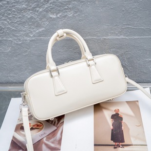 Cross-Border Hot Selling Genuine Leather Boston Bowling Bag 25 Summer New European and American Style Popular Pure Color Shoulder Crossbody Bag