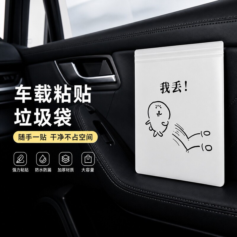 Creative Ins-Style Car Trash Bag Desktop Storage Bag Student Classroom Dormitory Desk Cleaning Bag Adhesive Type