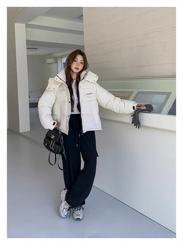 欧货短款羽绒棉服女2025年冬季新款时尚防寒连帽面包服小个子外套|undefined