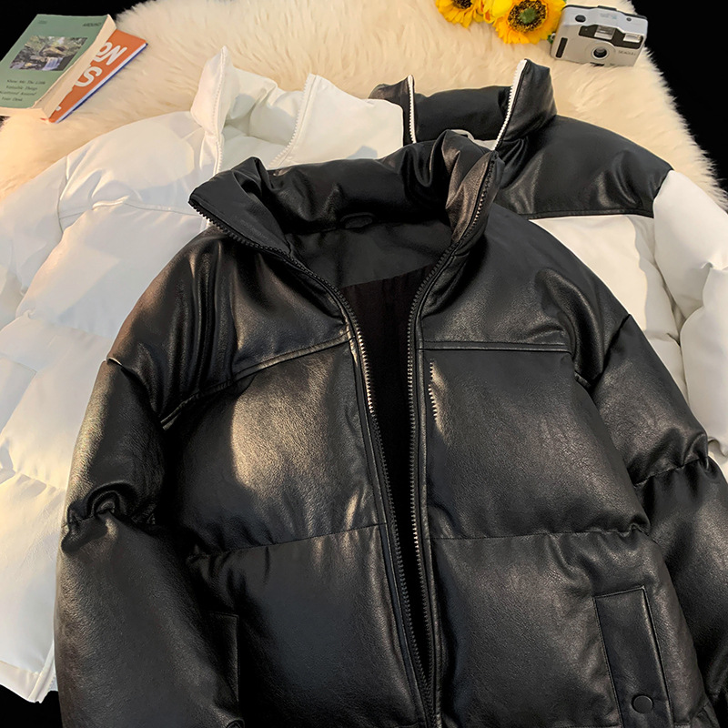 Padded Leather Jacket Unisex Bread Style Warm Hong Kong Design_voghion.com