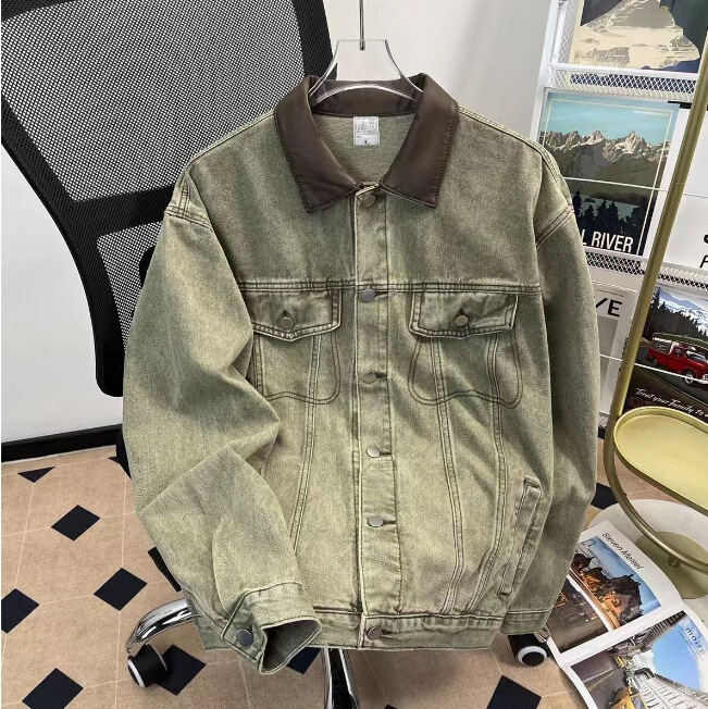 新款美式潮牌底特律牛仔衣夹克春秋款情侣高质量上衣国潮外套男女|undefined