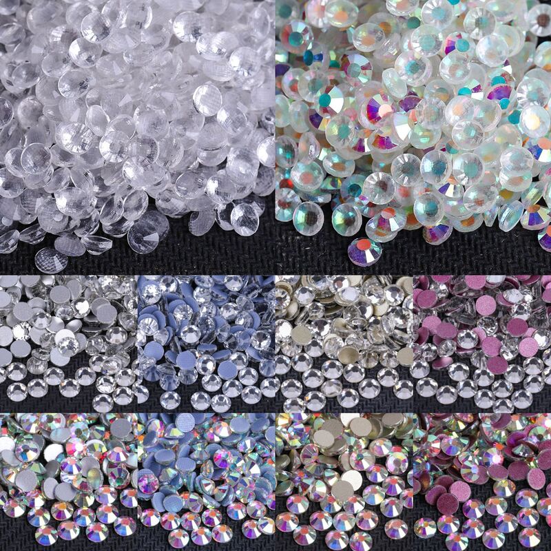 Wei Chen Rhinestone Wholesale White Ab Color Flat Back Rhinestone Glue-On Bare Crystal Glass Fabric Clothing Nail Art Decoration