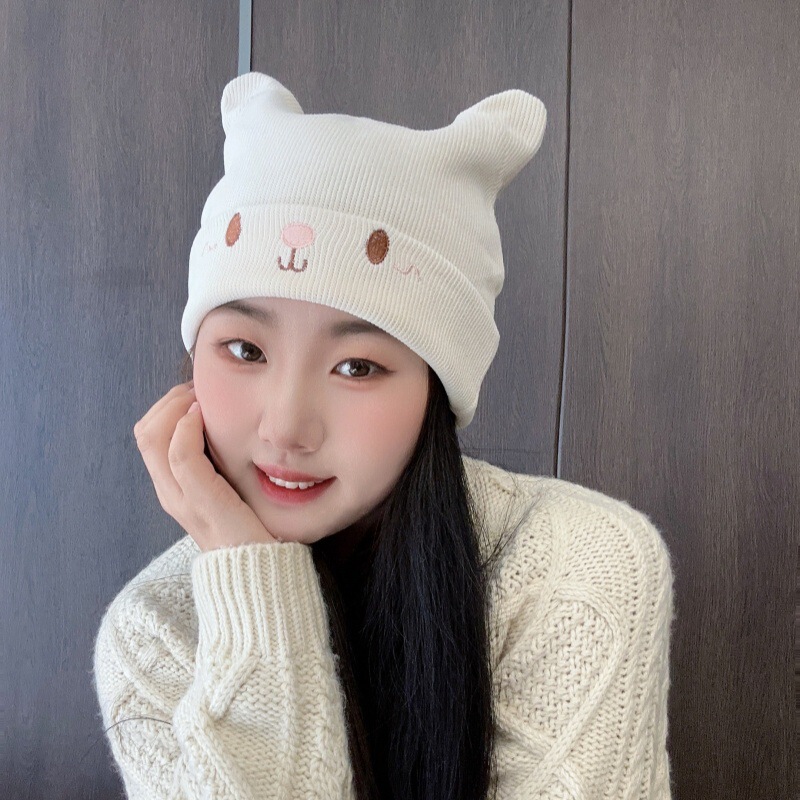 Postpartum Hat for Winter, Spring, and Autumn for Pregnant Women, Knitted Headwrap Hat, Windproof Hat, Face-Slimming, Ear-Protecting Woolen Hat