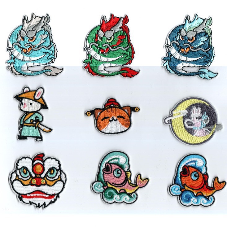 中国风祥云鲤鱼中国龙自粘布贴手机壳布贴平板电脑专用