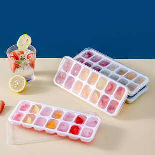 Ice Cube 14-Grids Mold Soft Plastic Ice Making Mold Small Ice Cube Food Grade Ice Tray Storage Box Quick-Frozen Ice Making Box with Lid