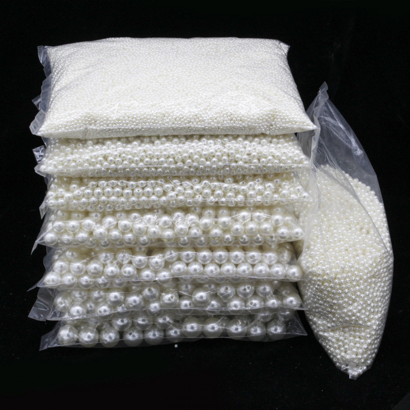 Abs Imitation Pearl Off-White Pure White Perforated Pearl Jewelry Materials Clothing Accessories DIY Wholesale Necklace Accessories