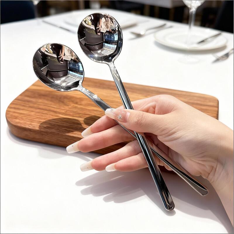 304 Stainless Steel Spoon Korean Style Ins Western Food Spoon Long Handle Thickened Household Kitchen Eating Spoon Soup Spoon Tableware 304 Stainless Steel Spoon Korean Style Ins Western Food Spoon Long Handle Thickened Household Kitchen Eating Spoon Soup Spoon Tableware
