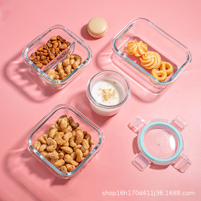 玻璃碗辅食盒上班族饭盒微波炉加热碗玻璃保鲜盒餐盒留样盒小饭盒|undefined
