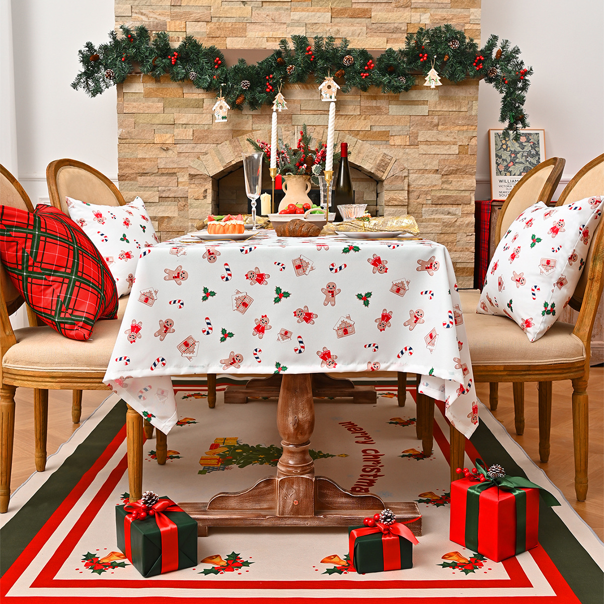 Nuevos manteles de Navidad transfronterizos Europeos y estadounidenses impresión de navidad manteles de fiesta decoración TEMU