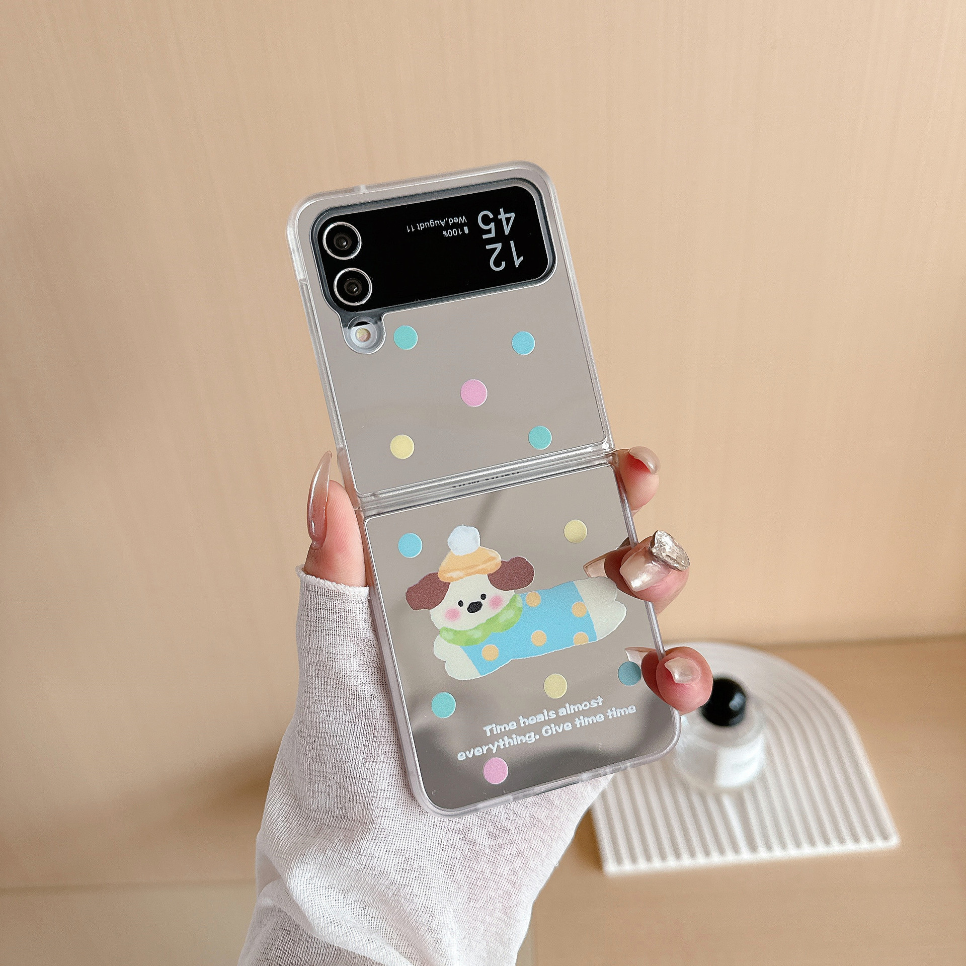 New Mirror Wave Dot Dog Samsung ZFlip6 Generation Folding GalaxyZFlip3/4/5 Generation Phone Case_voghion.com
