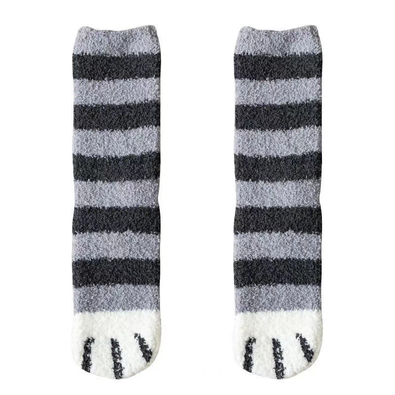 Calcetines de mujer mediana calcetines otoño-invierno de coral terciopelo de dibujos animados garras de gato calcetines de piso terciopelo calcetines de dormir calientes image 11