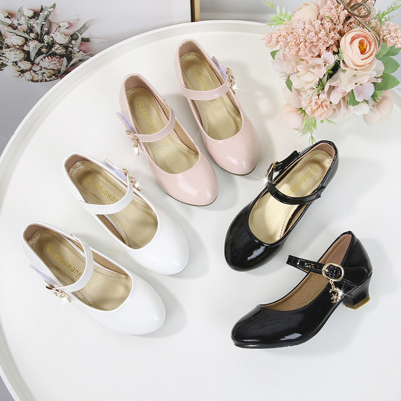 Girls' high-heeled leather shoes 2025 British style school student shoes single shoes children's performance ballet shoes ballet princess