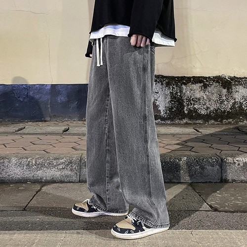 Blue jeans for men, Instagram trendy brand, spring and autumn retro washed straight-leg loose wide-leg pants for men, casual long pants