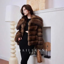 紫貂大翻领皮草外套女2025秋冬新款俄罗斯年轻款时尚整貂裘皮大衣