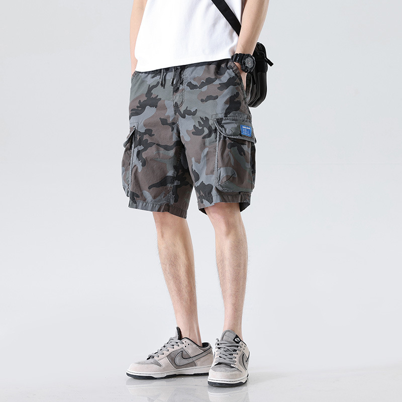 Men's camouflage overalls casual loose shorts men's fashion brand pants men's high-end camouflage clothing men's clothing