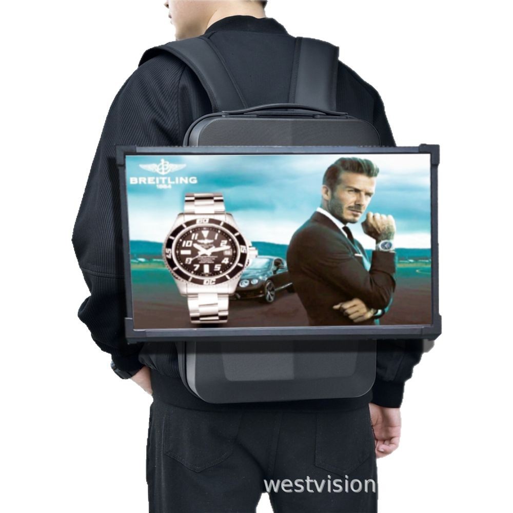 21.5寸可旋转移动广告机显示屏背包广告机手机直播投屏LCD背包