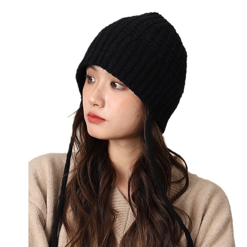 Chapeau de pêcheur polyvalent en fil de style vertueux pour enfants, style coréen, protection des oreilles chaude, chapeau seau noué, rue_voghion.com