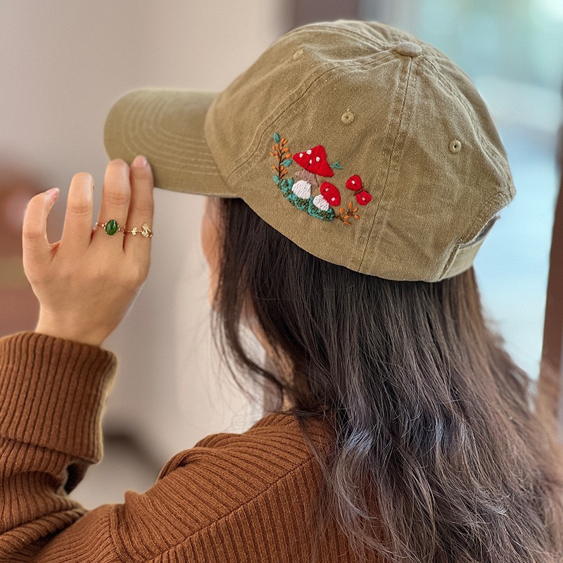 Hecho a mano sombrero hombres y mujeres bordado DIY producción material paquete Lu bordado regalo creativo para novio sol sombrero